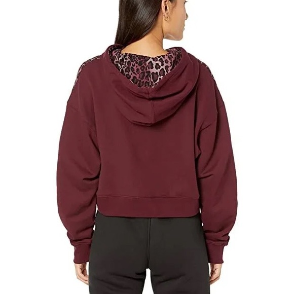 Adidas Burgundy Cheetah Print Crop Hoodie S - Picture 4 of 7